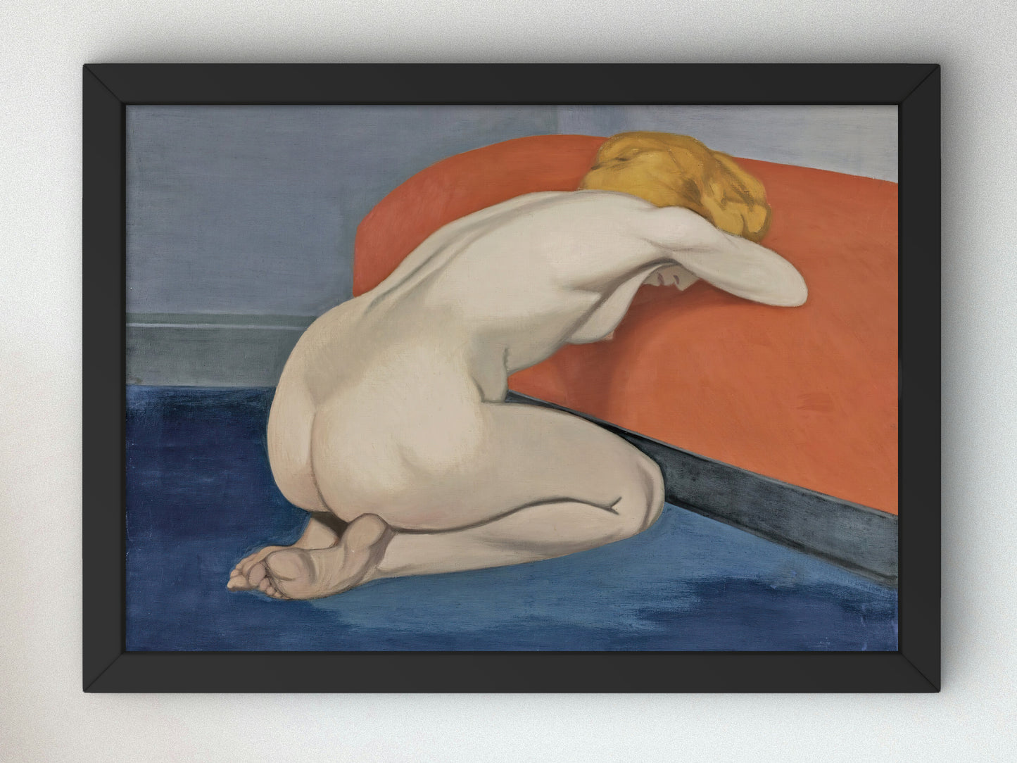 Woman Kneeling in Front of a Red Couch by Félix Vallotton 1915, Wall Art Print, Fine Art Reproduction, Museum Quality Decor, Poster