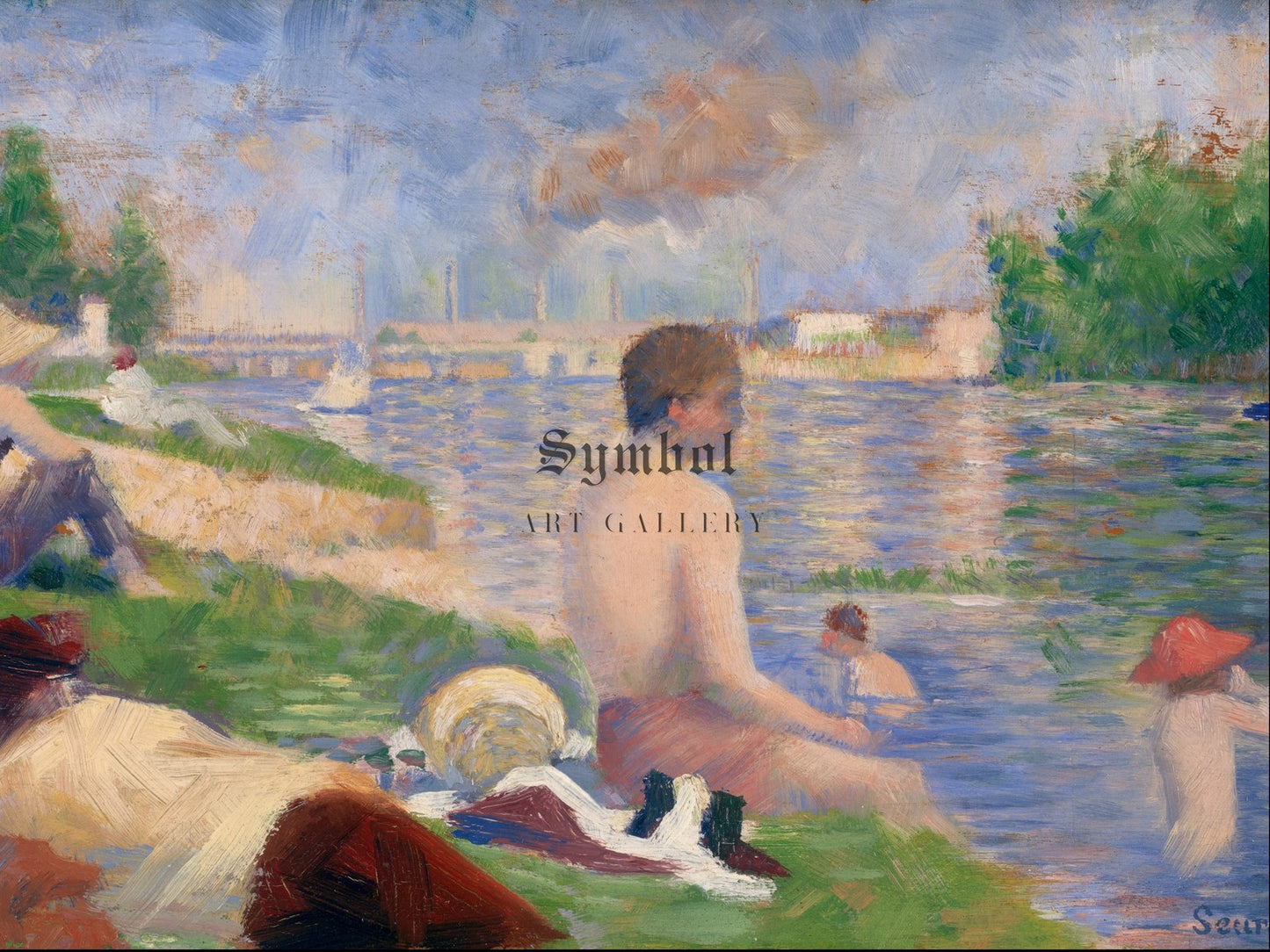 Final Study for Bathers at Asnières by Georges Seurat 1883, Wall Art Print, Fine Art Reproduction, Museum Quality Decor, Poster