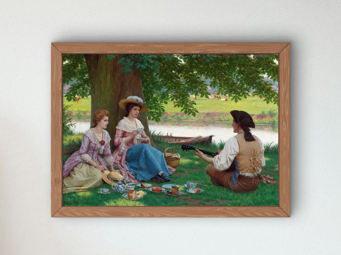 A Picnic Party by Edmund Blair Leighton 1920, Wall Art Print, Fine Art Reproduction, Museum Quality Decor, Poster