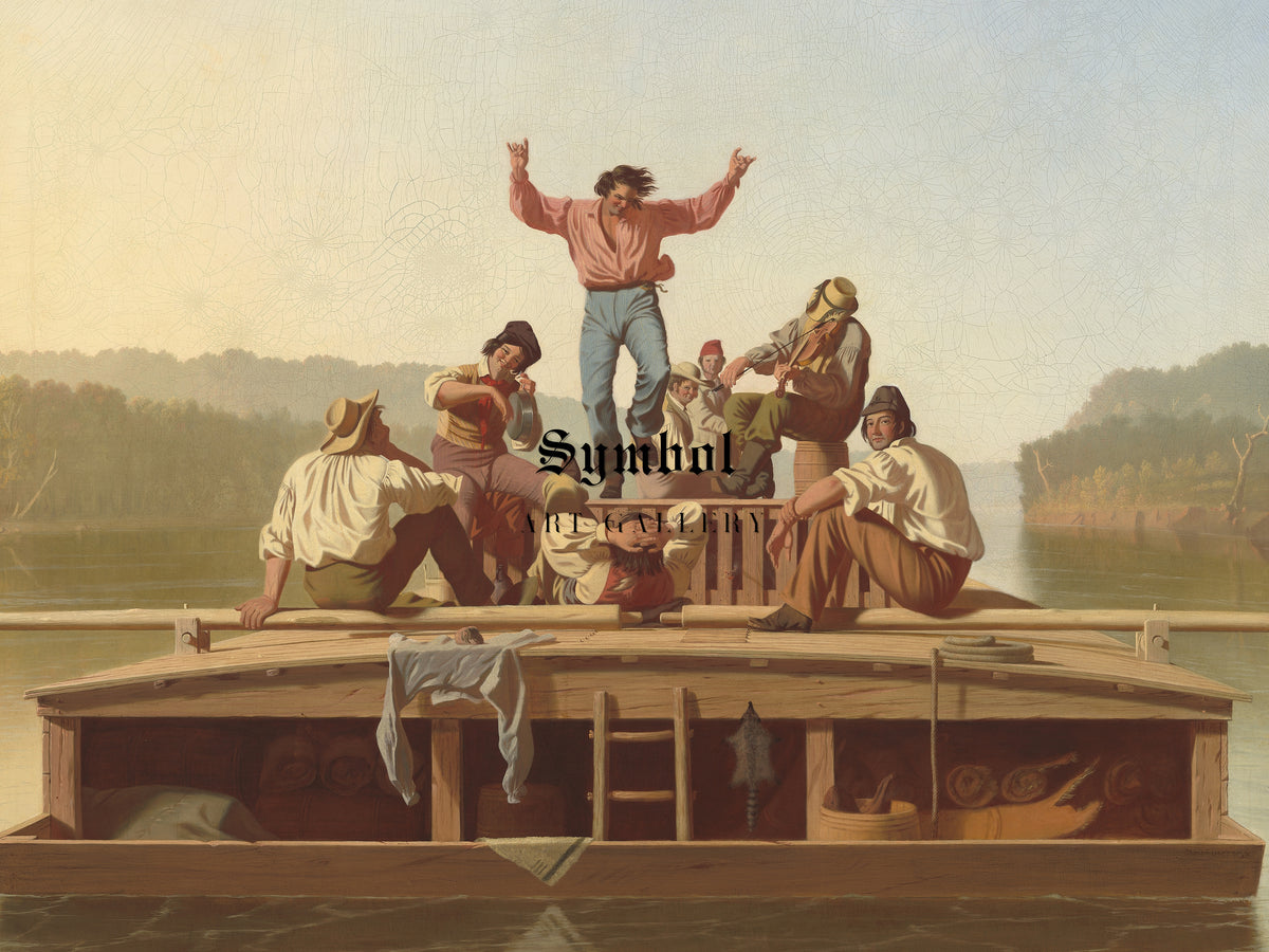 The Jolly Flatboatmen by George Caleb Bingham 1846, Wall Art Print, Fine Art Reproduction, Museum Quality Decor, Poster