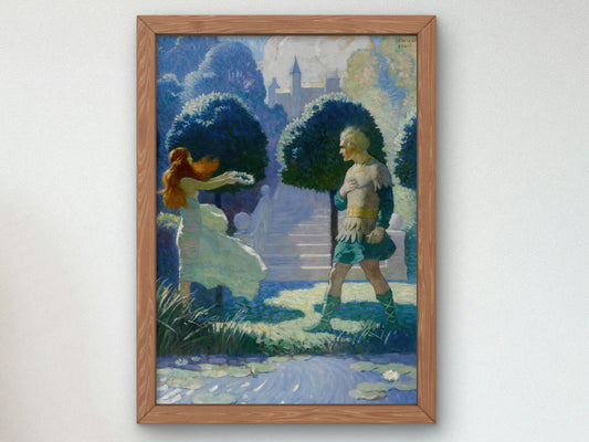 Ogier and Morgana by Newell Convers Wyeth 1924, Wall Art Print, Fine Art Reproduction, Museum Quality Decor, Poster