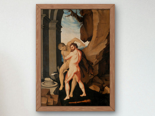 Hercules and Antaeus by Hans Baldung 1530, Wall Art Print, Fine Art Reproduction, Museum Quality Decor, Poster