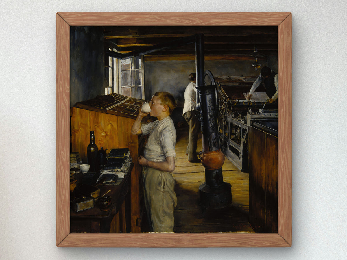 The Village Printing Shop by Charles Frederick Ulrich 1884, Wall Art Print, Fine Art Reproduction, Museum Quality Decor, Poster