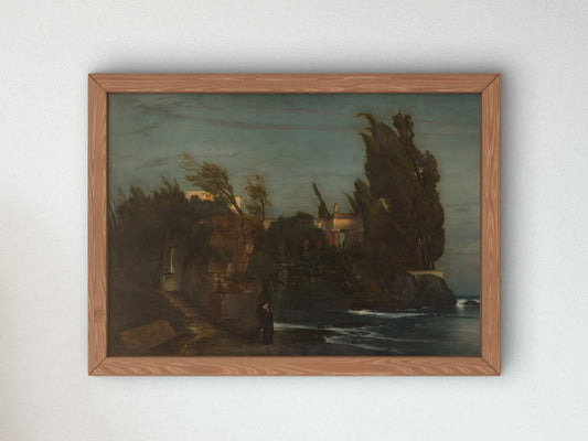 Fiesole Villa by the Sea by Arnold Böcklin 1865, Wall Art Print, Fine Art Reproduction, Museum Quality Decor, Poster