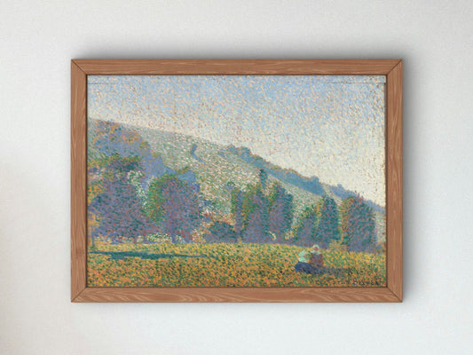 Two Breton Women in a Meadow by Émile Bernard 1886, Wall Art Print, Fine Art Reproduction, Museum Quality Decor, Poster