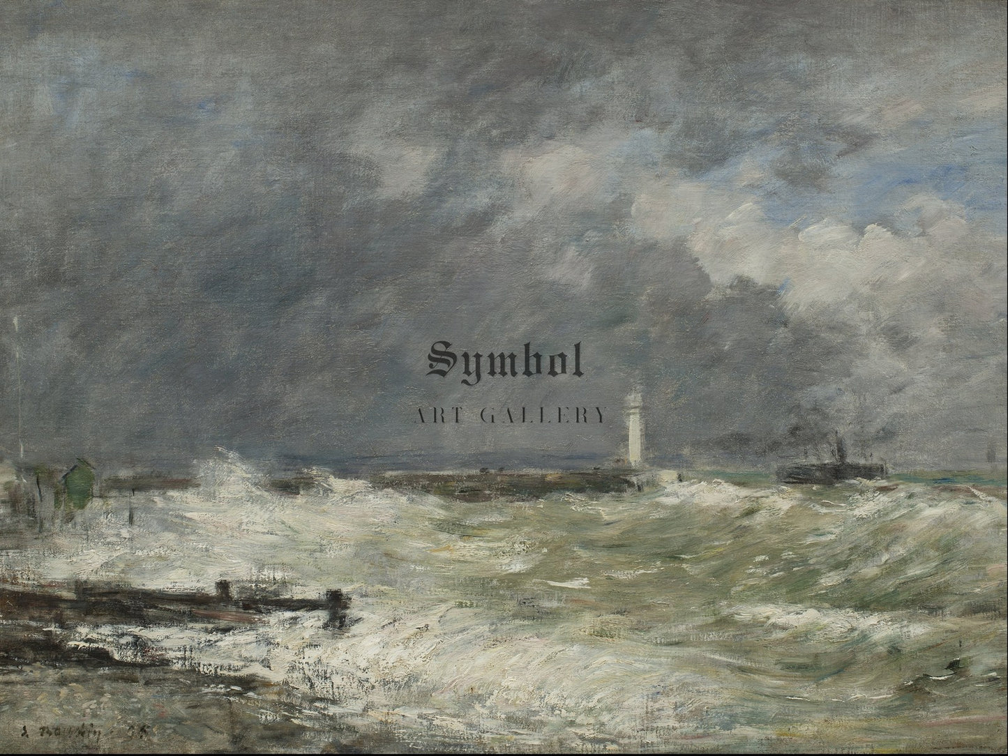 Entrées des jetées du Havre par gros temps by Eugène Boudin 1895, Wall Art Print, Fine Art Reproduction, Museum Quality Decor, Poster