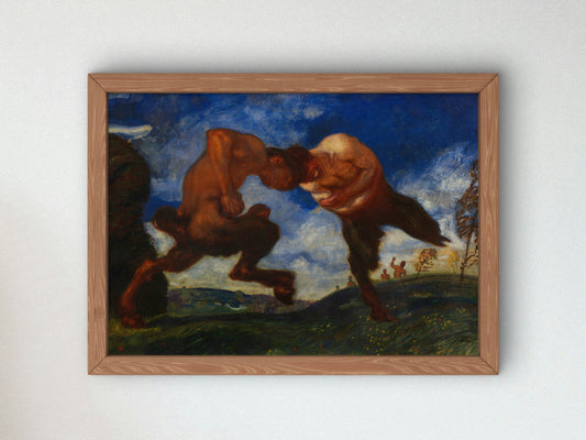 Fighting Fauns by Franz von Stuck 1898, Wall Art Print, Fine Art Reproduction, Museum Quality Decor, Poster