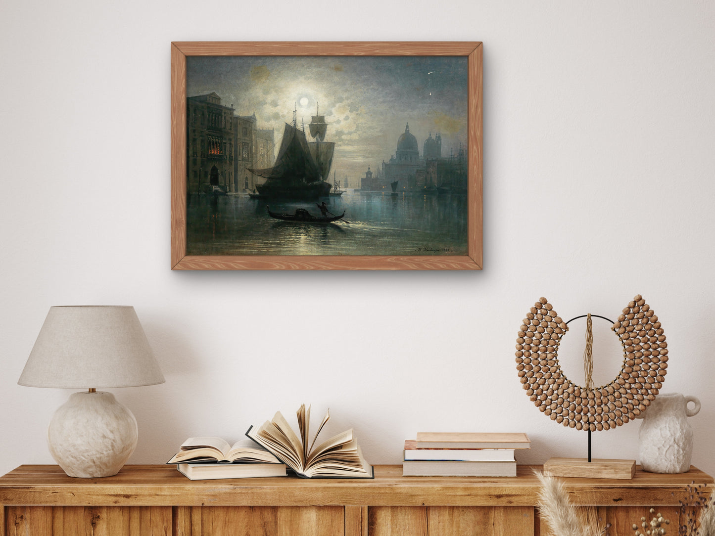 Venice the Grand Canal in the Moonlight by Karl Heilmayer 1892, Wall Art Print, Fine Art Reproduction, Museum Quality Decor, Poster