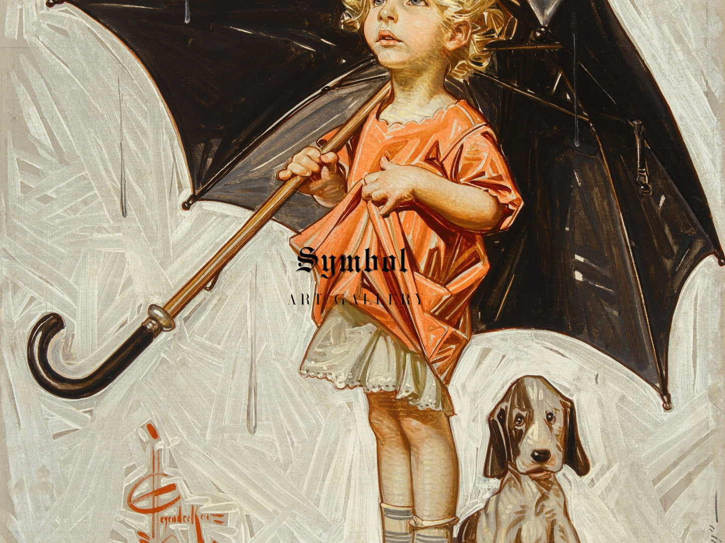 Caught in the Rain by Joseph Christian Leyendecker 1914, Wall Art Print, Fine Art Reproduction, Museum Quality Decor, Poster