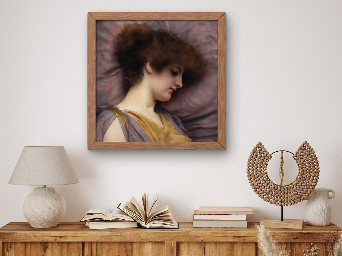 Far Away Thoughts by John William Godward 1892, Wall Art Print, Fine Art Reproduction, Museum Quality Decor, Poster