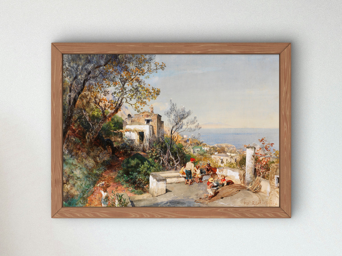 View over the Bay of Naples by Oswald Achenbach 1880, Wall Art Print, Fine Art Reproduction, Museum Quality Decor, Poster