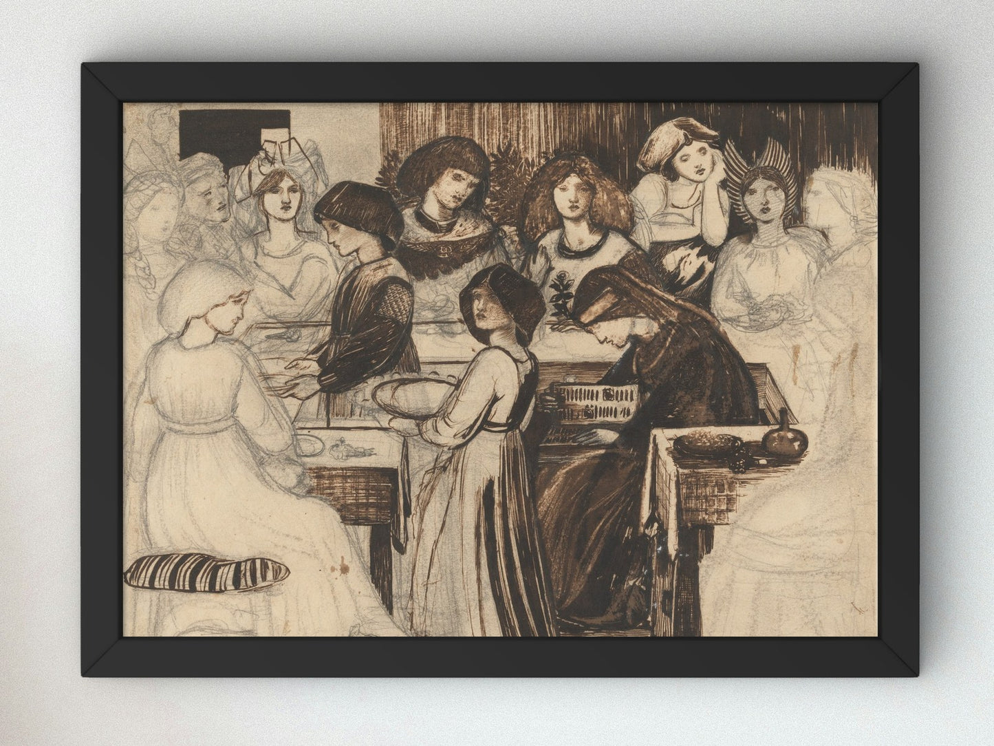 Study for The Wedding Feast of Sir Degrevaunt by Edward Burne Jones, Wall Art Print, Fine Art Reproduction, Museum Quality Decor, Poster