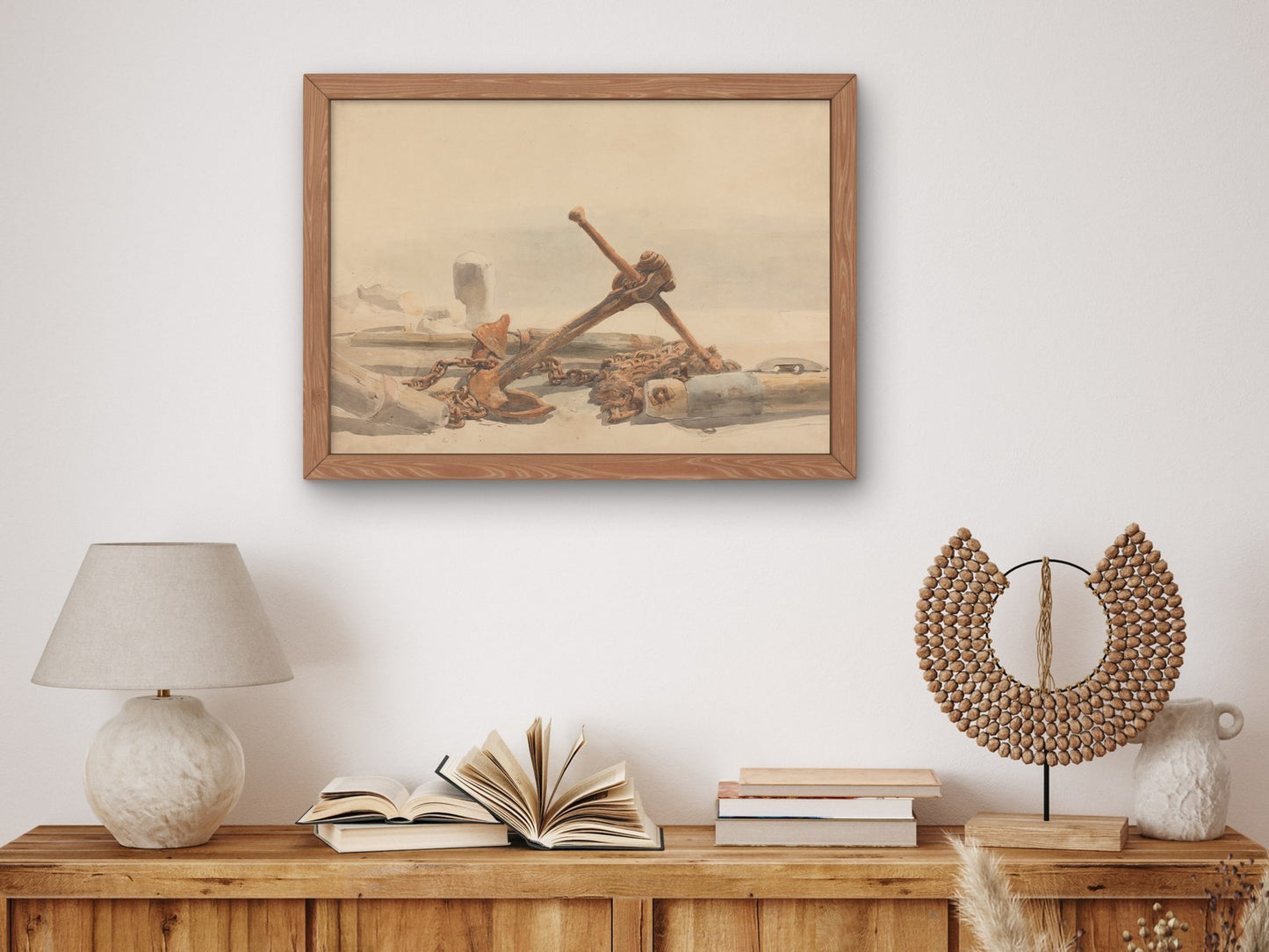 Spar and Anchor by Edward Angelo Goodall 1850, Wall Art Print, Fine Art Reproduction, Museum Quality Decor, Poster