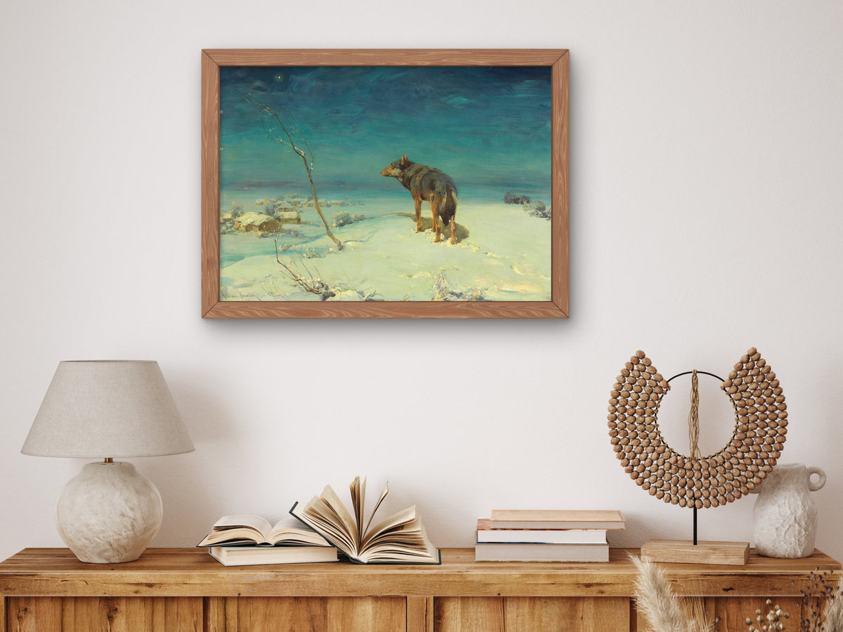The Lone Wolf by Alfred von Wierusz Kowalski, Wall Art Print, Fine Art Reproduction, Museum Quality Decor, Poster
