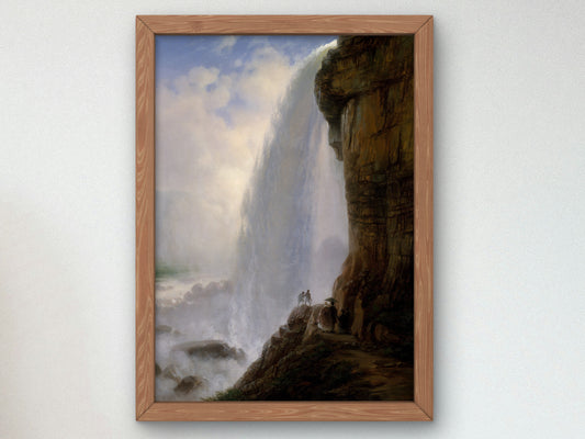 Underneath Niagara Falls by Ferdinand Richardt 1862, Wall Art Print, Fine Art Reproduction, Museum Quality Decor, Poster
