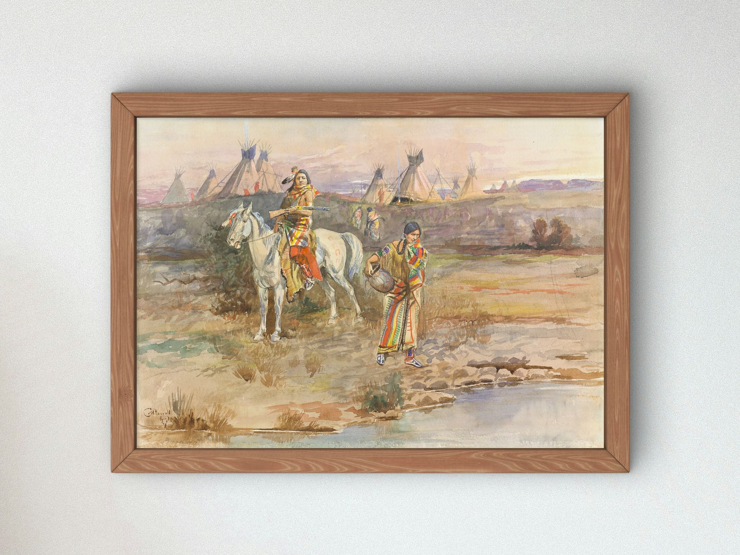 A Piegan Flirtation by Charles Marion Russell 1896, Wall Art Print, Fine Art Reproduction, Museum Quality Decor, Poster