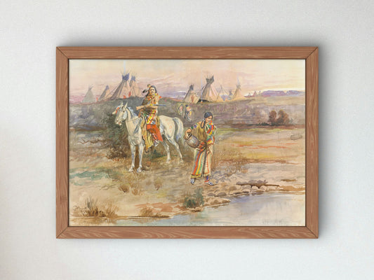 A Piegan Flirtation by Charles Marion Russell 1896, Wall Art Print, Fine Art Reproduction, Museum Quality Decor, Poster