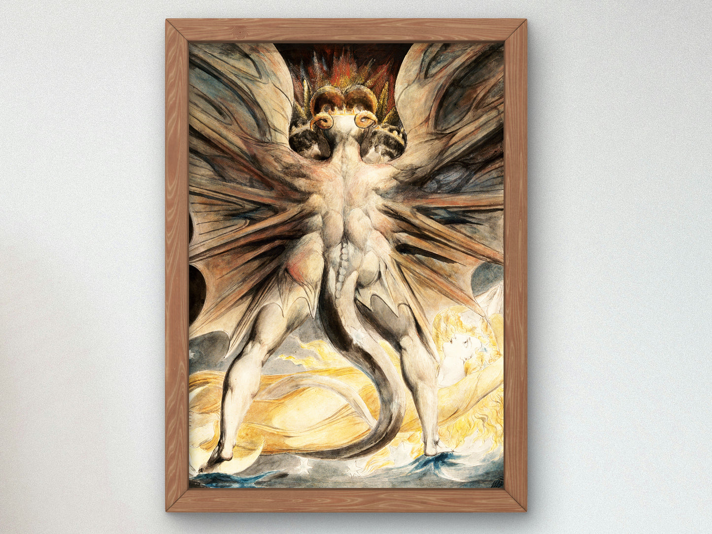 The Great Red Dragon and the Woman Clothed with the Sun by William Blake 1803, Wall Art Print, Fine Art Reproduction, Museum Quality Decor