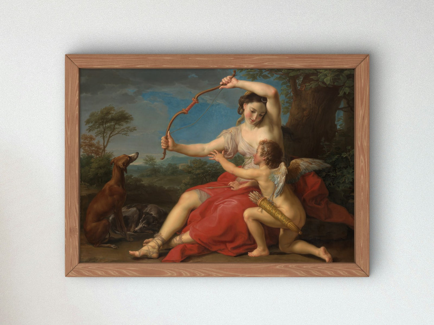 Diana and Cupid by Pompeo Batoni 1761, Wall Art Print, Fine Art Reproduction, Museum Quality Decor, Poster
