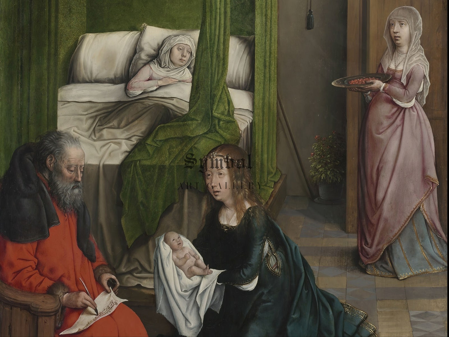 The Birth and Naming of John the Baptist by Juan de Flandes 1496, Wall Art Print, Fine Art Reproduction, Museum Quality Decor, Poster