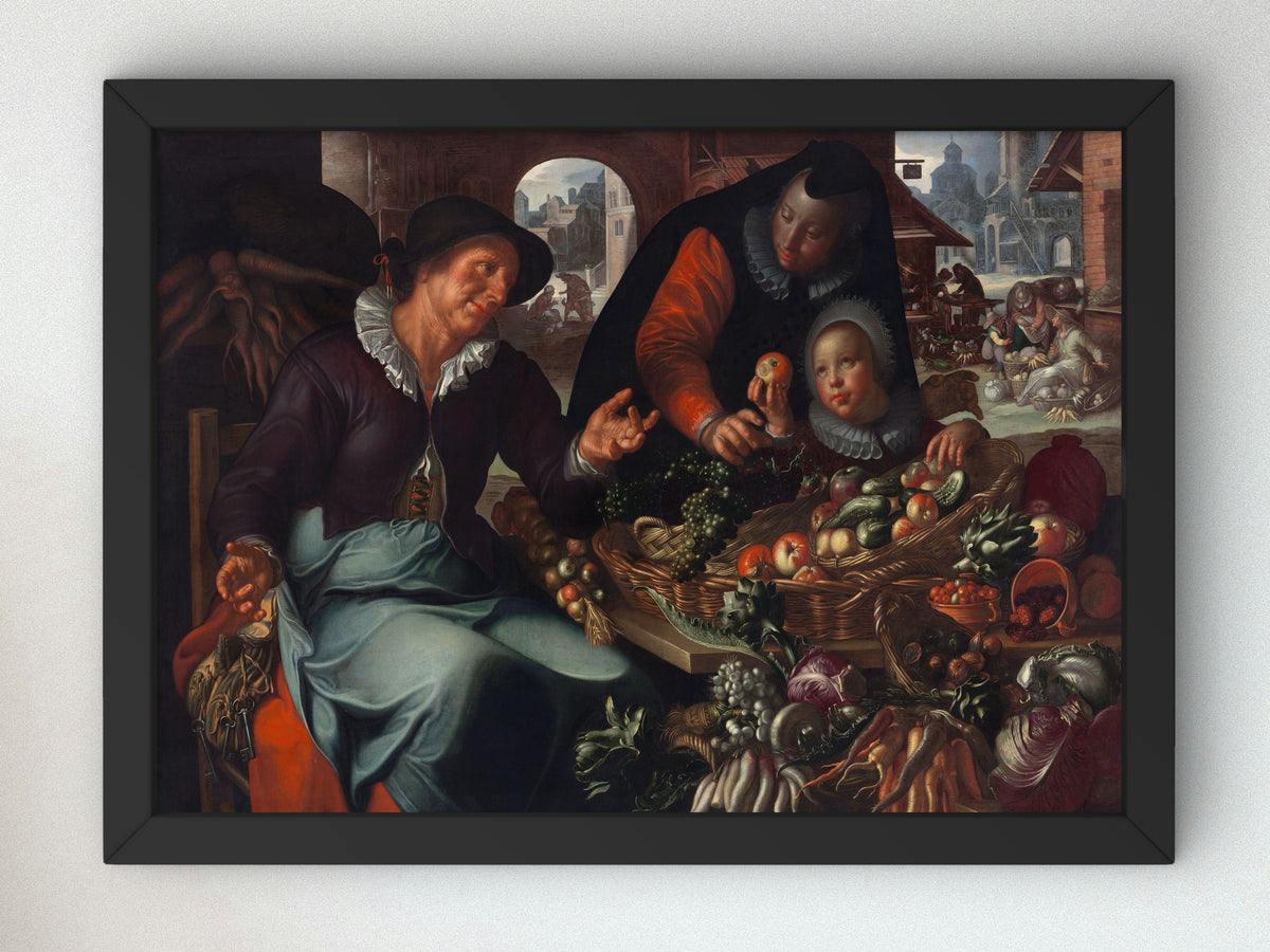 The Fruit and Vegetable Seller by Joachim Wtewael 1612, Wall Art Print, Fine Art Reproduction, Museum Quality Decor, Poster