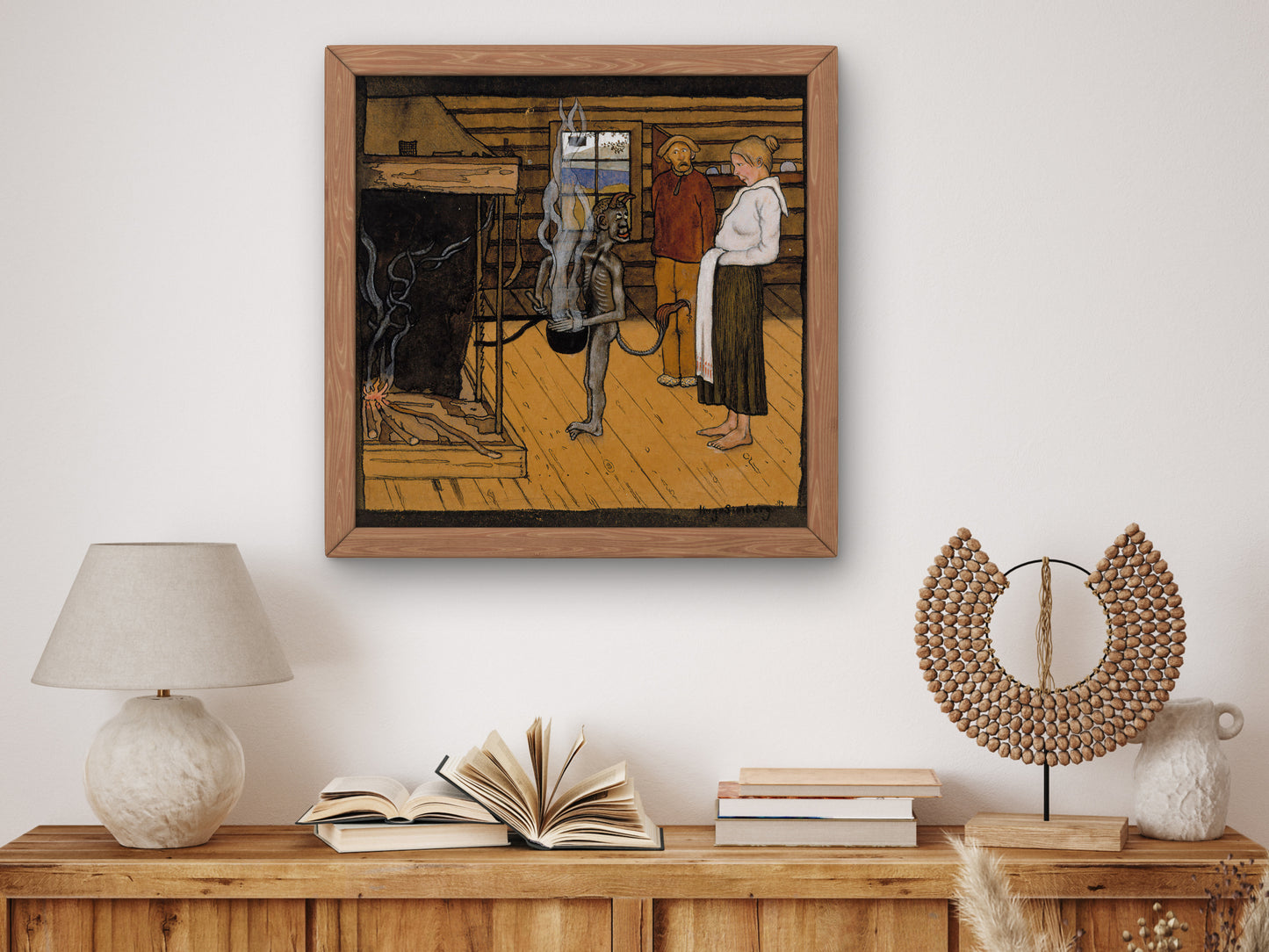 The Poor Devil By the Fire by Hugo Simberg 1897, Wall Art Print, Fine Art Reproduction, Museum Quality Decor, Poster