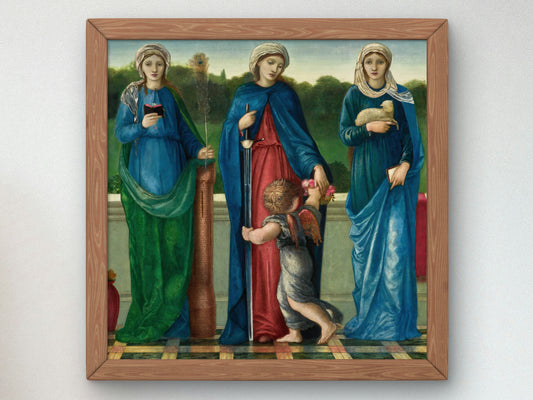 St Barbara, St Dorothy and St Agnes by Sir Edward Coley Burne Jones, Wall Art Print, Fine Art Reproduction, Museum Quality Decor, Poster