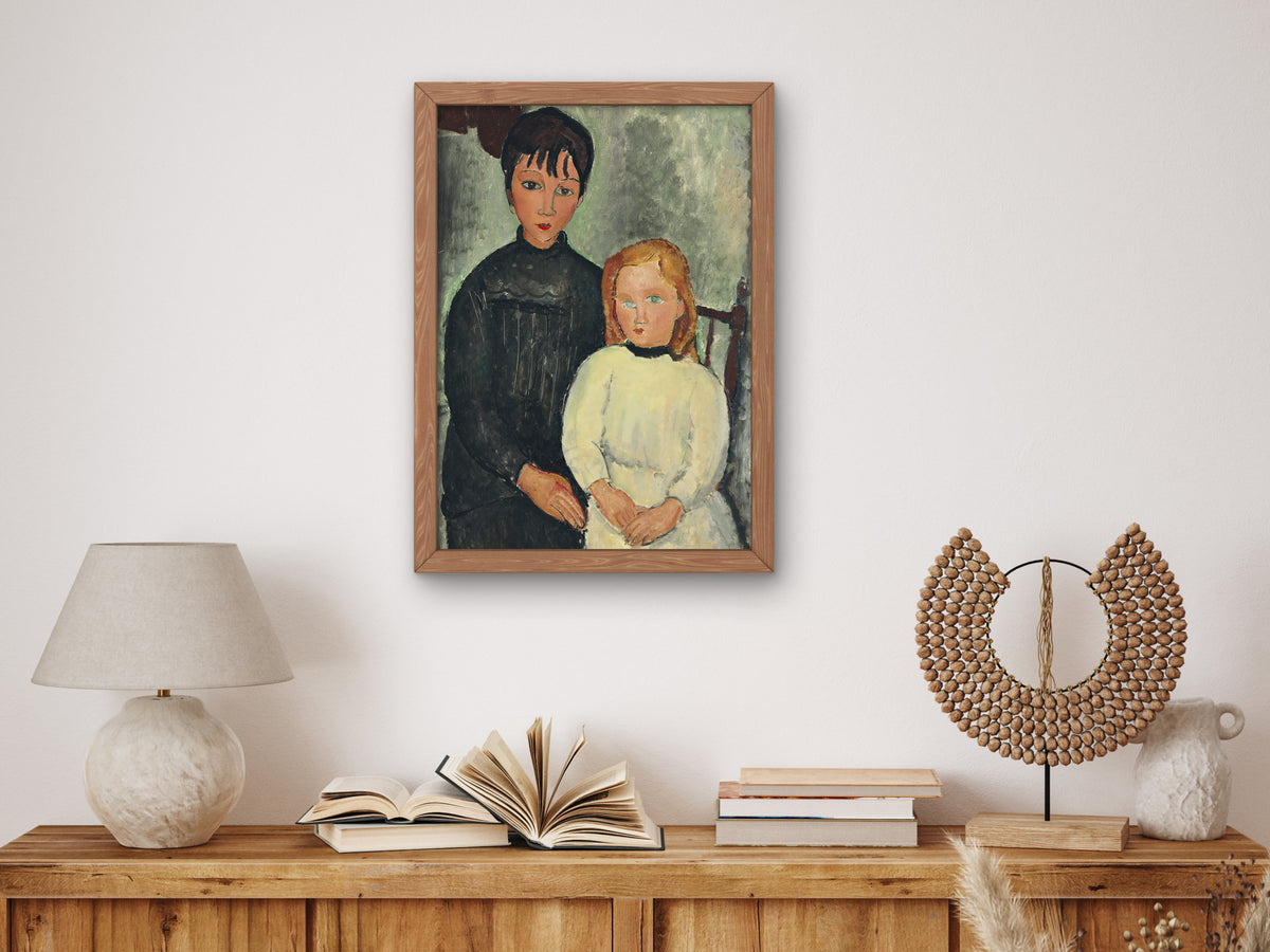 The Two Girls by Amedeo Modigliani 1918, Wall Art Print, Fine Art Reproduction, Museum Quality Decor, Poster