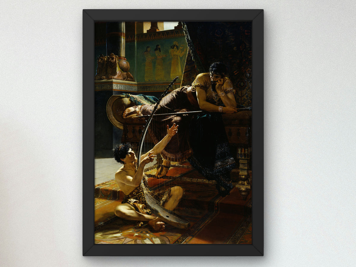 David and Saul by Julius Kronberg 1885, Wall Art Print, Fine Art Reproduction, Museum Quality Decor, Poster