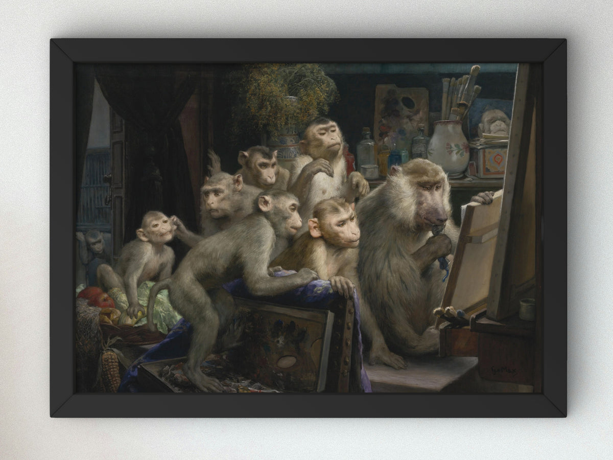 A Visit to the Artist's Studio by Gabriel von Max 1882, Wall Art Print, Fine Art Reproduction, Museum Quality Decor, Poster
