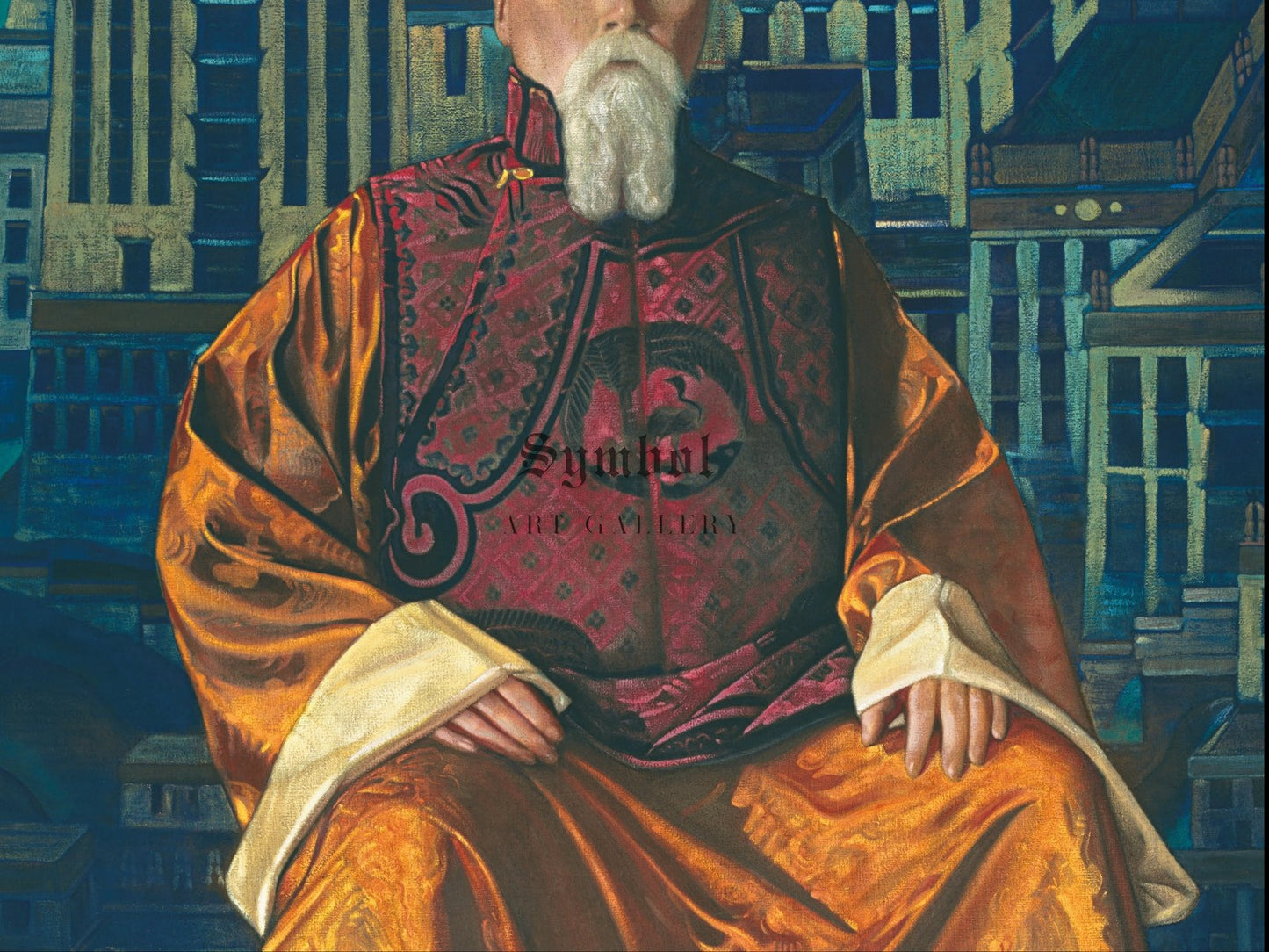 Portrait of N.K. Roerich in a Tibetan Robe by Svetoslav Roerich 1933, Wall Art Print, Fine Art Reproduction, Museum Quality Decor, Poster