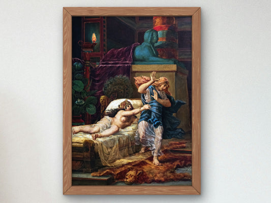 Potiphar's Wife Grabbing Joseph by Jean Baptiste Cariven 1883, Wall Art Print, Fine Art Reproduction, Museum Quality Decor, Poster
