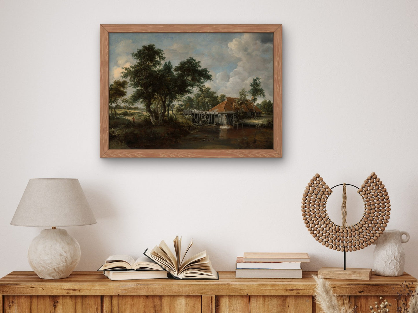 The Watermill with the Great Red Roof by Meindert Hobbema 1665, Wall Art Print, Fine Art Reproduction, Museum Quality Decor, Poster