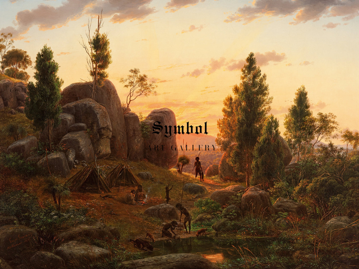 Stony Rises Lake Corangamite by Eugene von Guérard 1857, Wall Art Print, Fine Art Reproduction, Museum Quality Decor, Poster