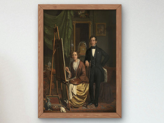 Self Portrait of the Couple Kiers Haanen by Elizabeth Haanen 1845, Wall Art Print, Fine Art Reproduction, Museum Quality Decor, Poster