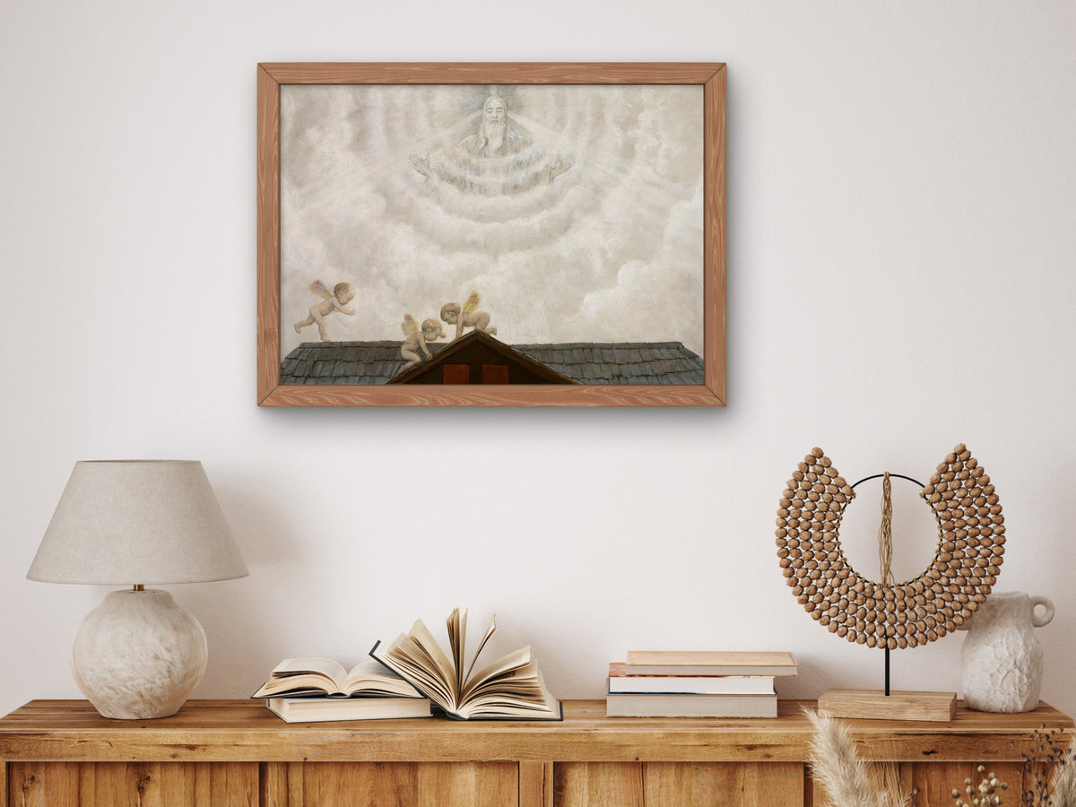 God the Father above the Shed by Hans Thoma 1906, Wall Art Print, Fine Art Reproduction, Museum Quality Decor, Poster