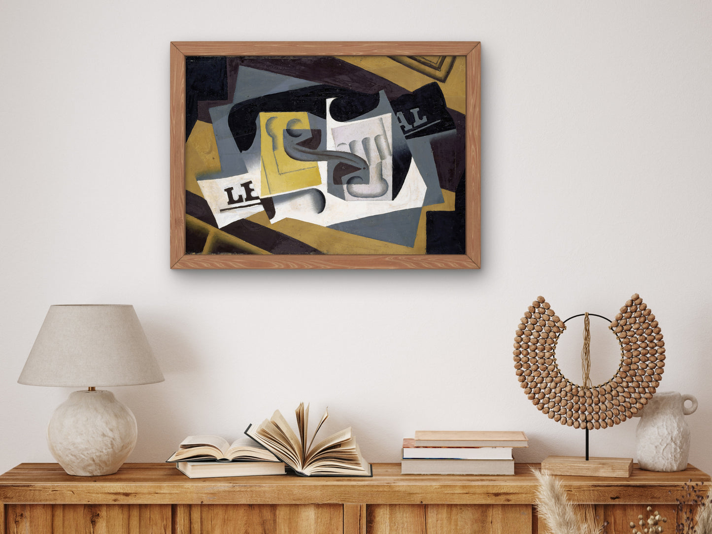 Glass and Newspaper by Juan Gris 1917, Wall Art Print, Fine Art Reproduction, Museum Quality Decor, Poster
