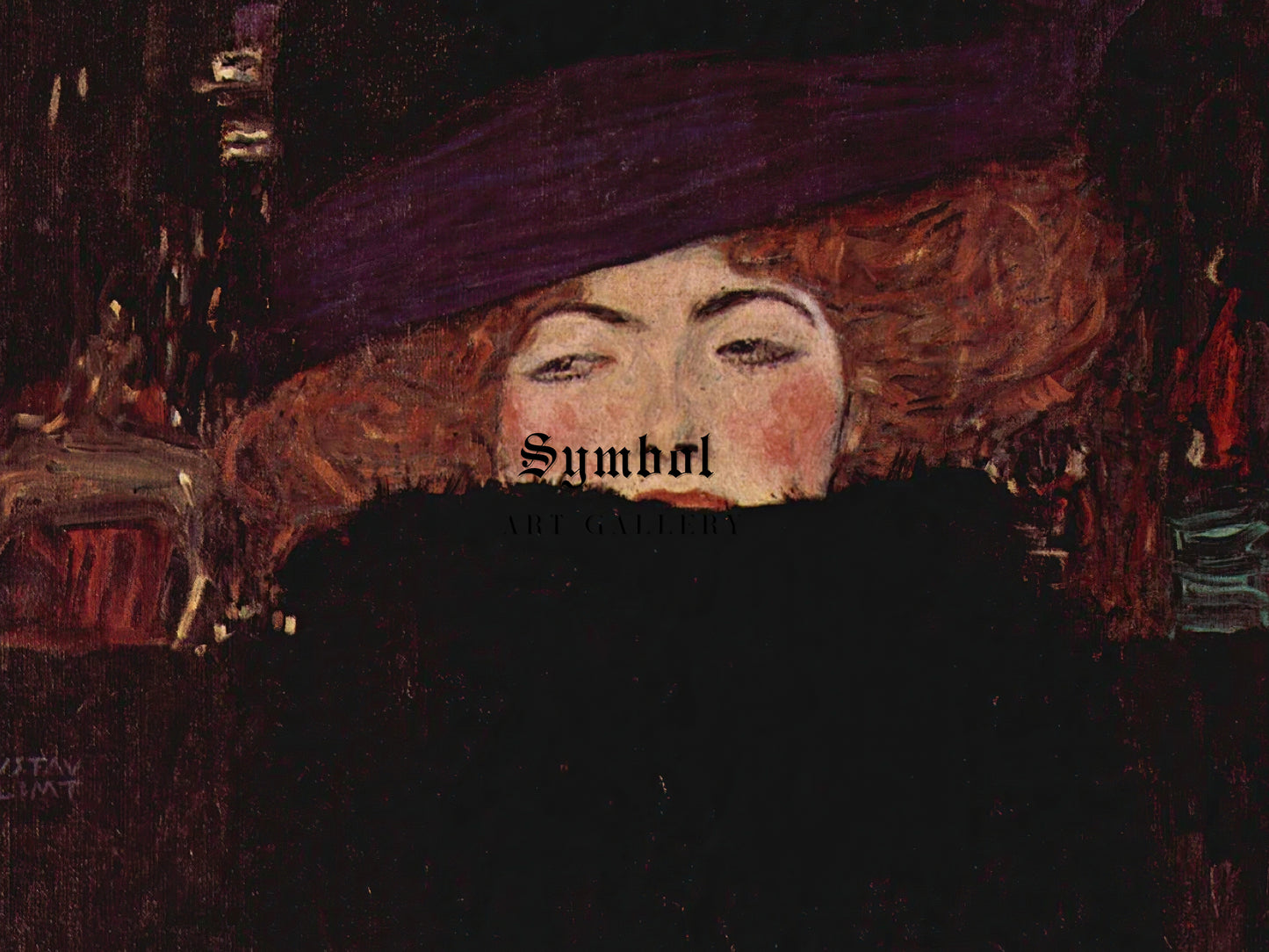 Lady with Hat and Feather Boa by Gustav Klimt 1909, Wall Art Print, Fine Art Reproduction, Museum Quality Decor, Poster