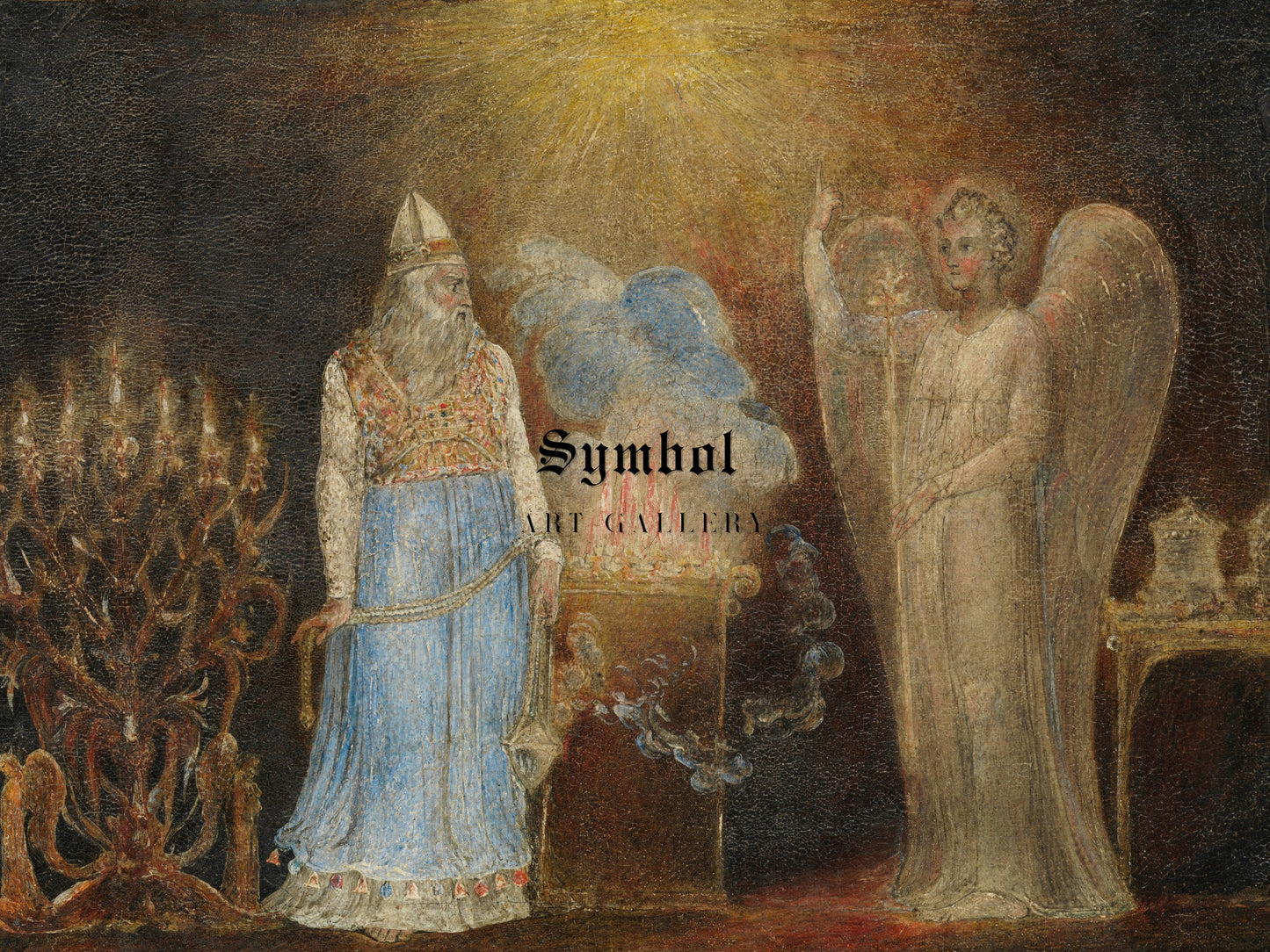 The Angel Appearing to Zacharias by William Blake 1800, Wall Art Print, Fine Art Reproduction, Museum Quality Decor, Poster
