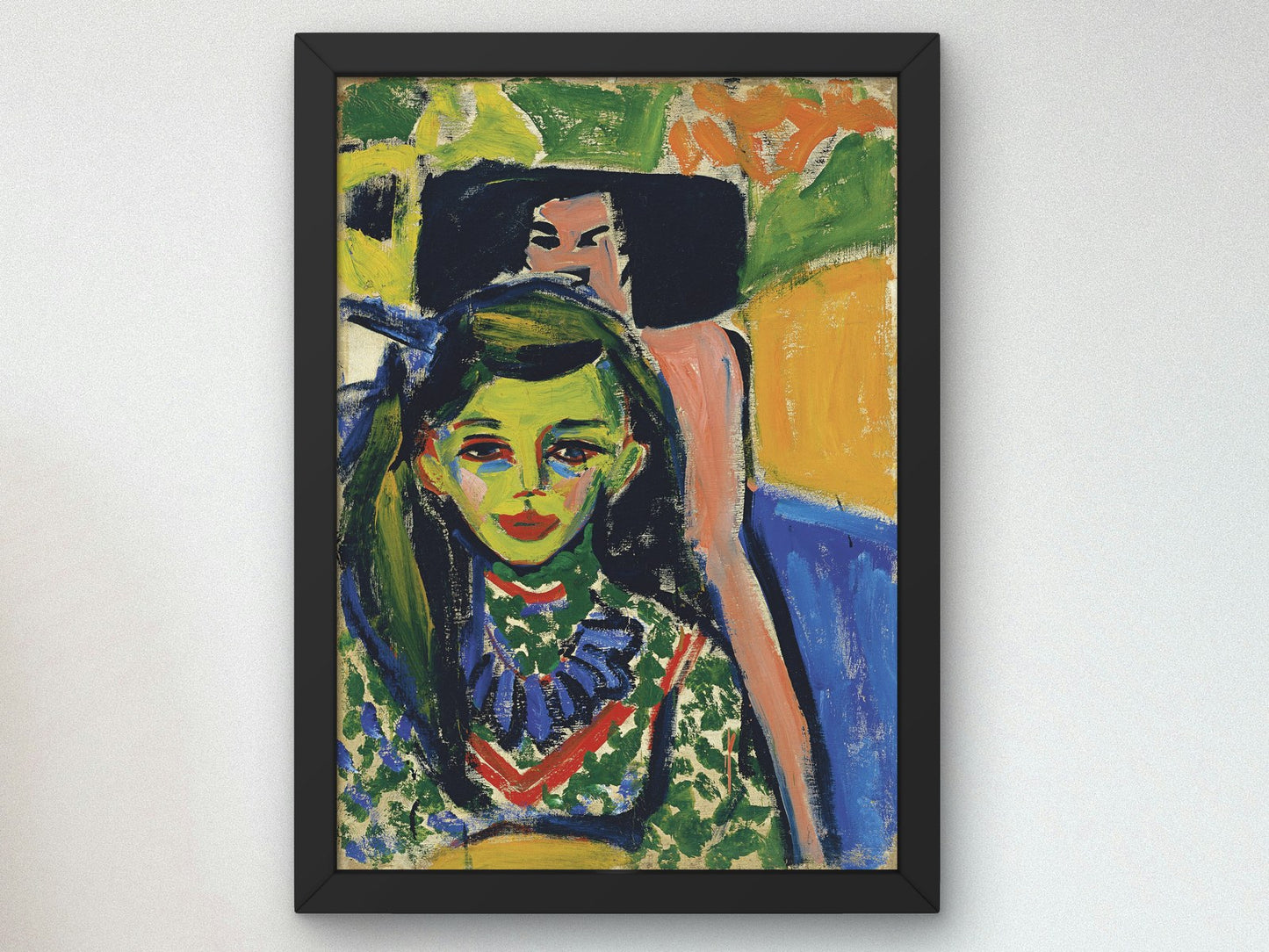 Fränzi in Front of Carved Chair by Ernst Ludwig Kirchner 1910, Wall Art Print, Fine Art Reproduction, Museum Quality Decor, Poster