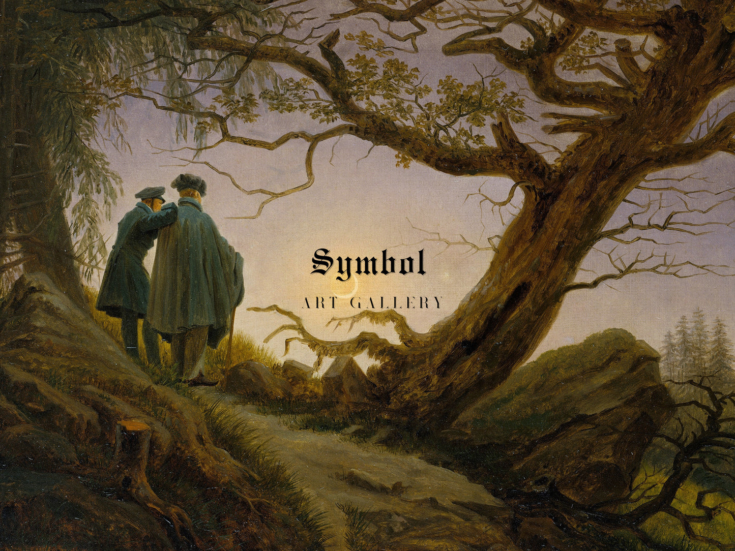 Two Men Contemplating the Moon by Caspar David Friedrich, Wall Art Print, Fine Art Reproduction, Museum Quality Decor, Poster