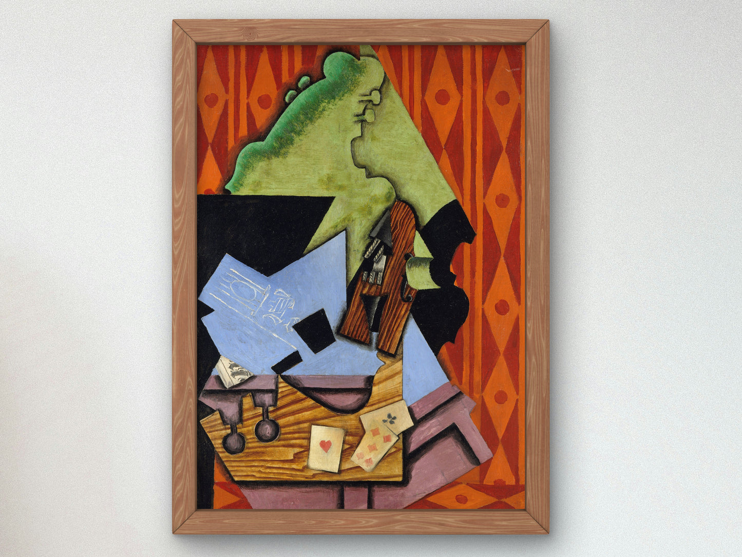 Violin and Playing Cards on a Table by Juan Gris 1913, Wall Art Print, Fine Art Reproduction, Museum Quality Decor, Poster