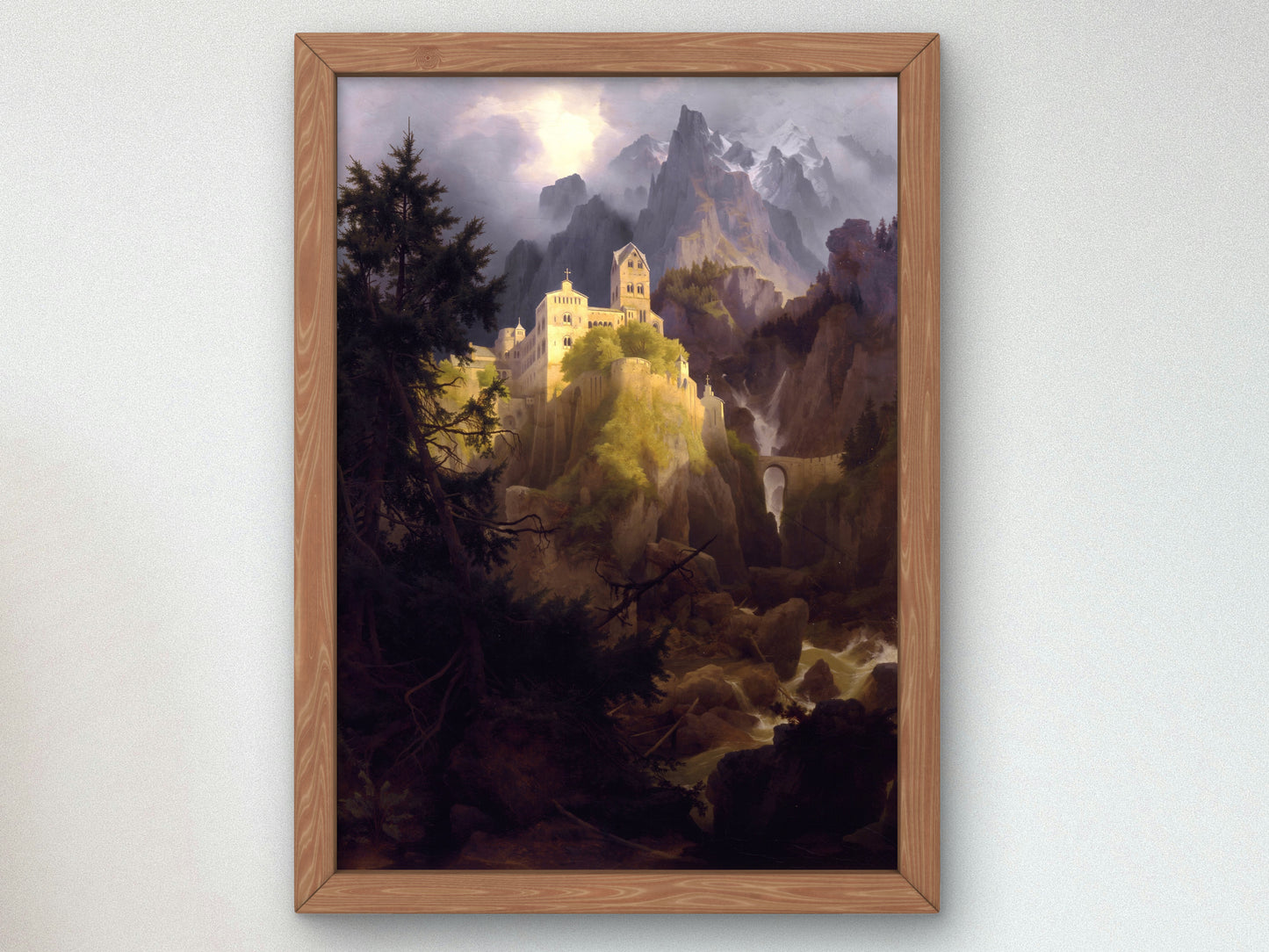 Monastery Burgeis in Tyrol by Karl Eduard Biermann 1832, Wall Art Print, Fine Art Reproduction, Museum Quality Decor, Poster
