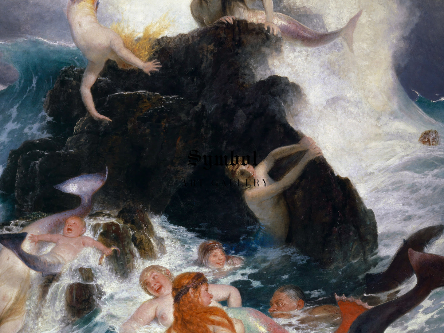 Play of the Nereides by Arnold Böcklin 1886, Wall Art Print, Fine Art Reproduction, Museum Quality Decor, Poster