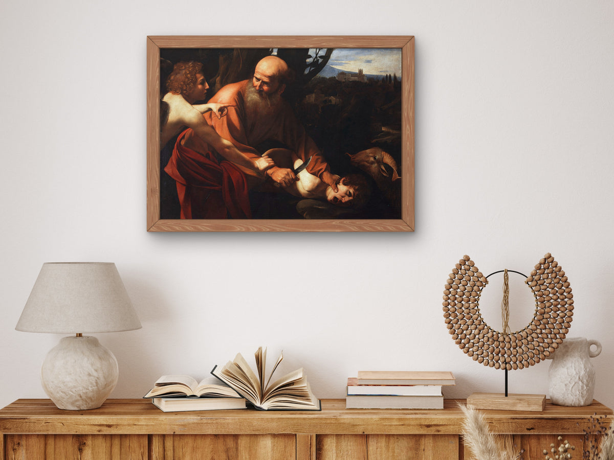 Sacrifice of Isaac by Caravaggio 1603, Wall Art Print, Fine Art Reproduction, Museum Quality Decor, Poster