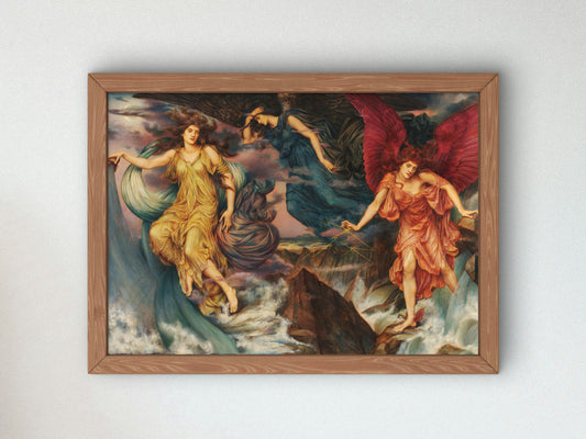The Storm Spirits by Evelyn De Morgan 1900, Wall Art Print, Fine Art Reproduction, Museum Quality Decor, Poster