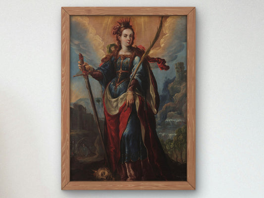 Saint Catherine of Alexandria by Cristóbal de Villalpando 1690, Wall Art Print, Fine Art Reproduction, Museum Quality Decor, Poster
