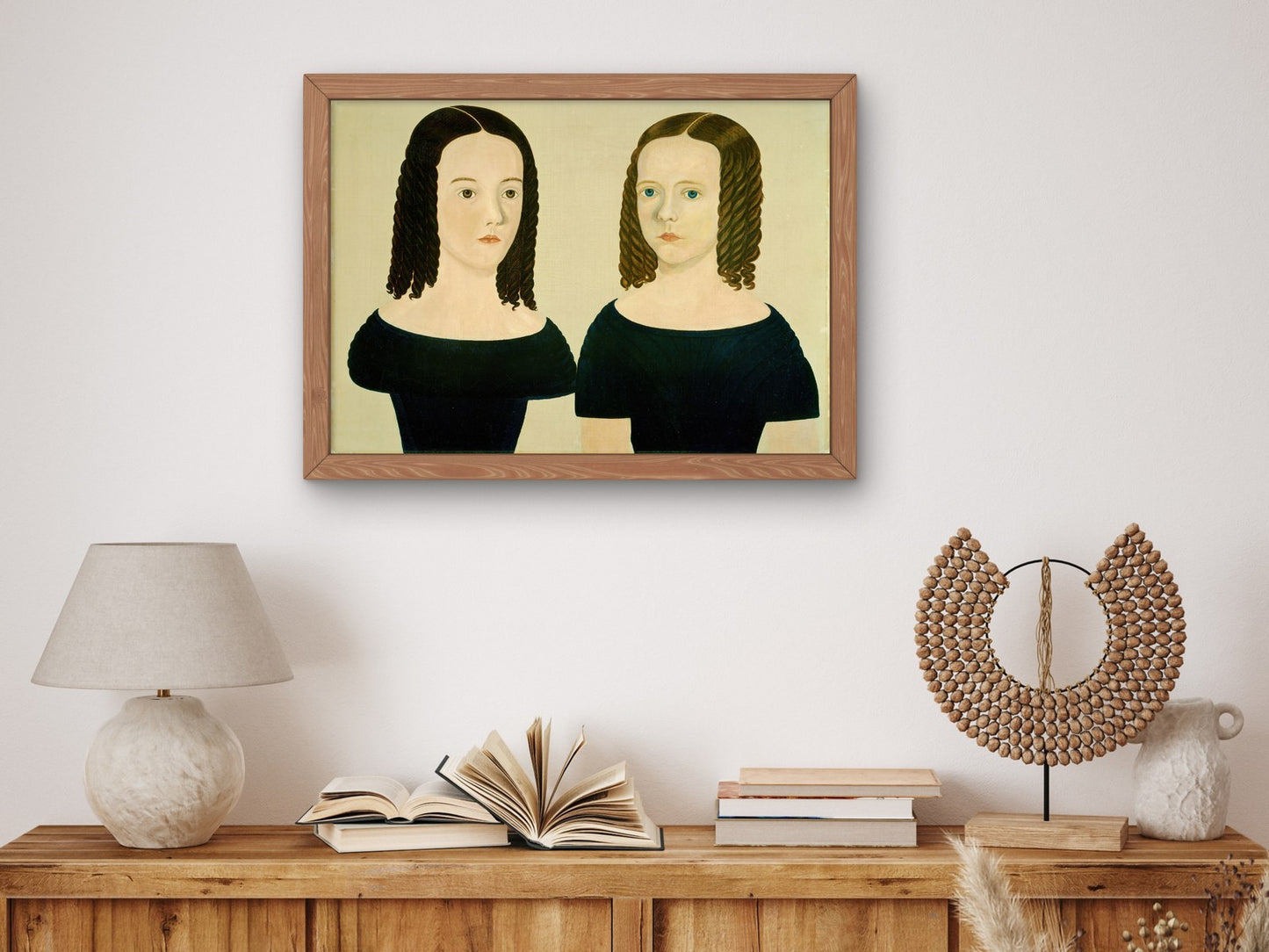 Sisters by American Artist 1840, Wall Art Print, Fine Art Reproduction, Museum Quality Decor, Poster