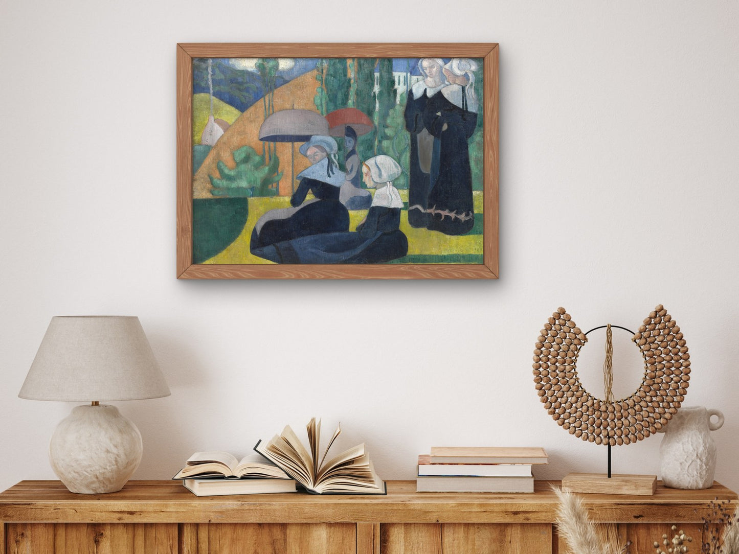 Breton Women with Umbrellas by Émile Bernard 1892, Wall Art Print, Fine Art Reproduction, Museum Quality Decor, Poster