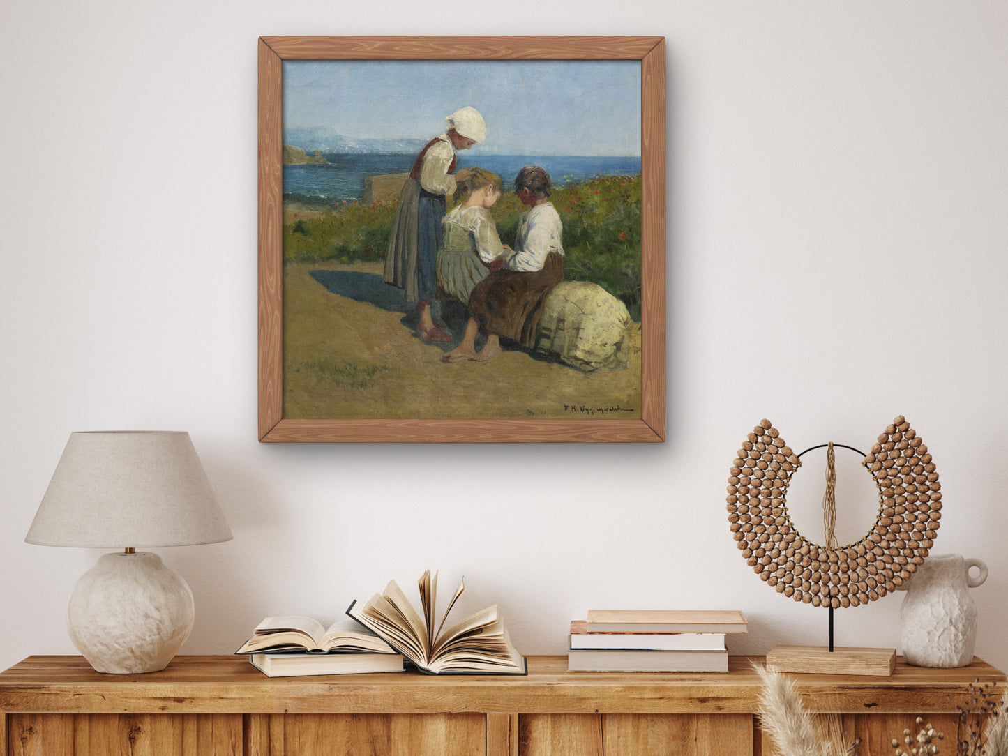 Girls Braiding Their Hair by Feliks Michał Wygrzywalski 1894, Wall Art Print, Fine Art Reproduction, Museum Quality Decor, Poster